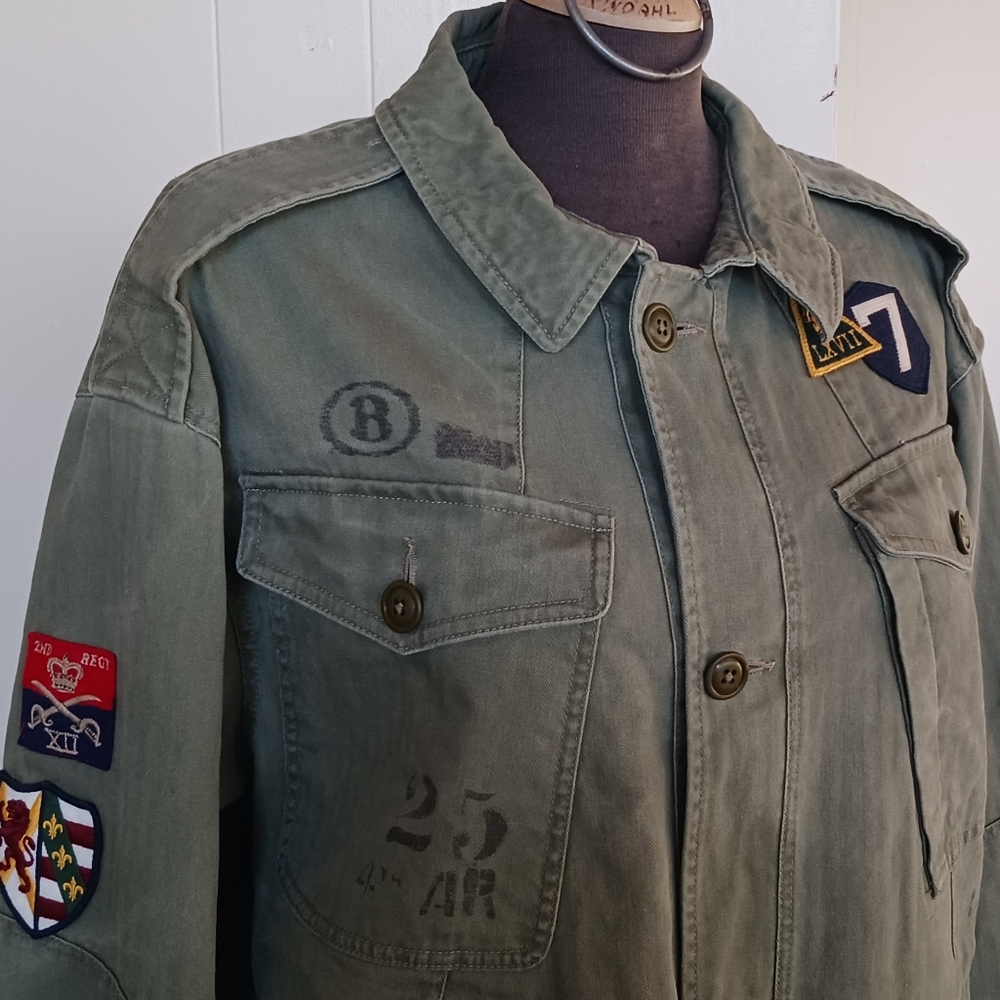 Polo Ralph Lauren Painted Logo Cotton Military Field Jacket- Men's XL Tall TG - Picture 8 of 11